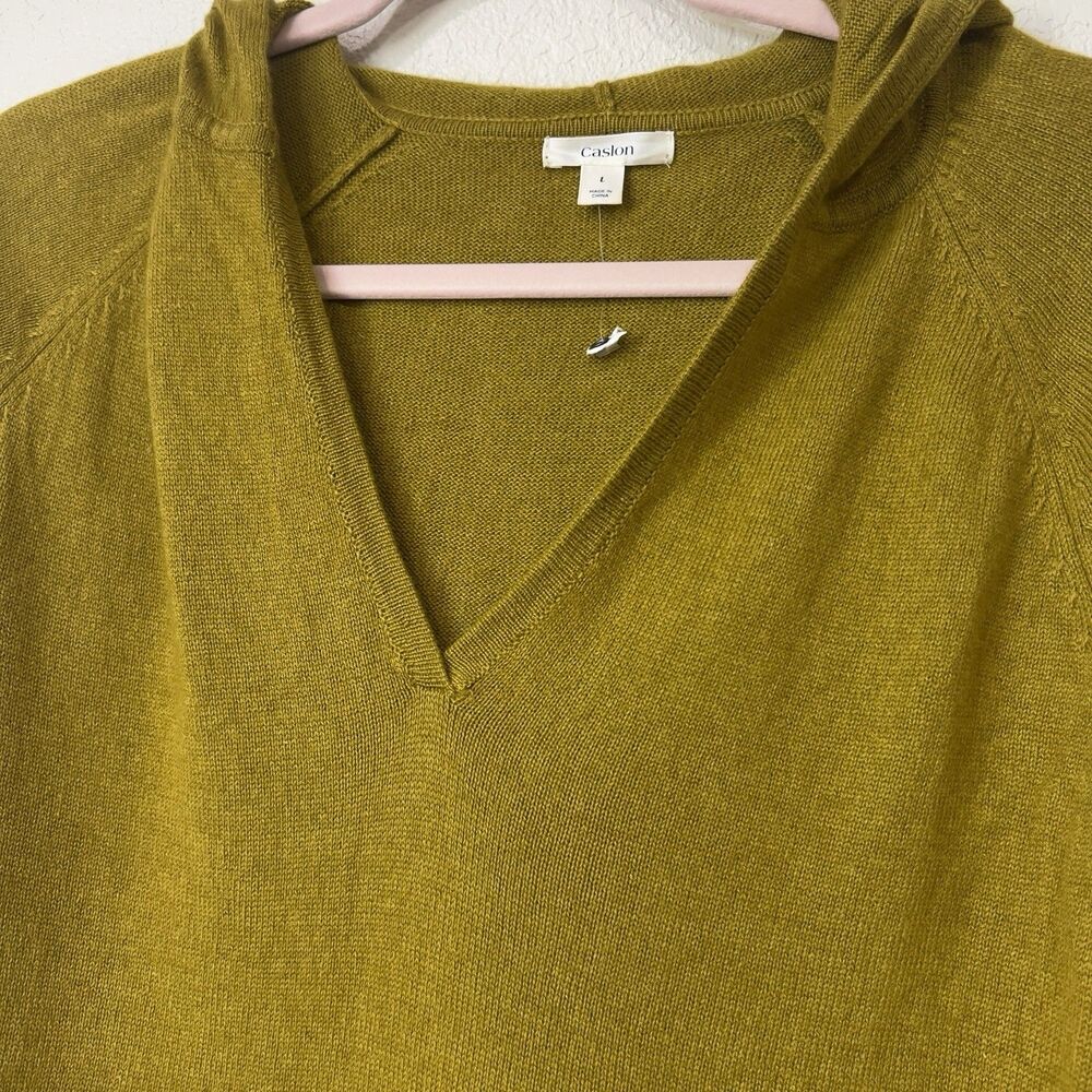 Caslon Women's Mustard Knit Hooded Long-Sleeve Pullover Sweater Size L - Picture 4 of 10
